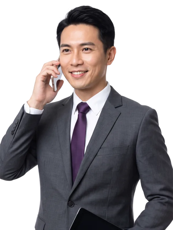 穿西裝的專業人士正在講電話