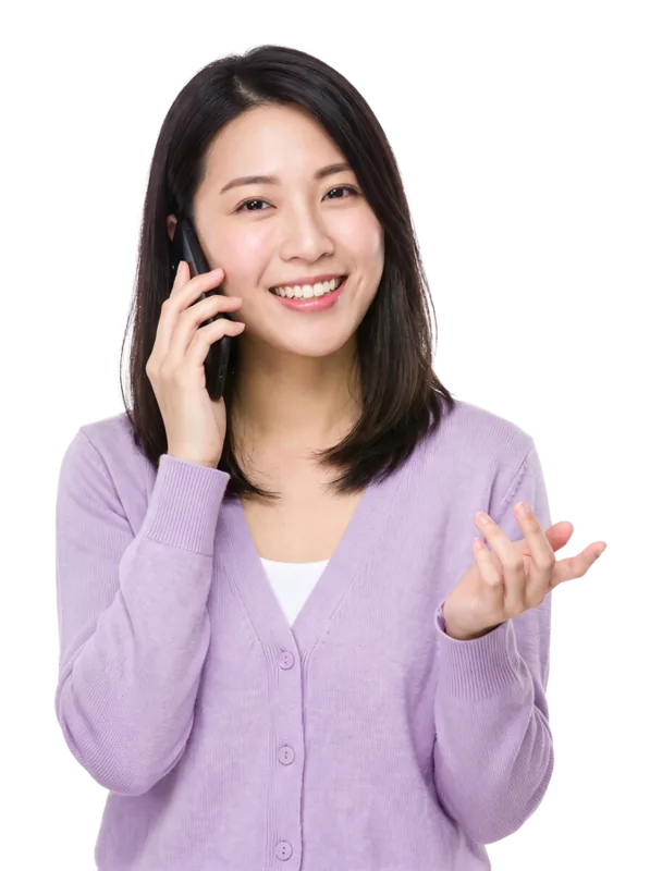 網紅形象人物正在講電話